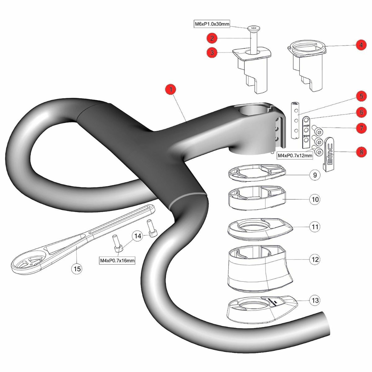 Guidon monobloc BMC ICS Carbon Aero
