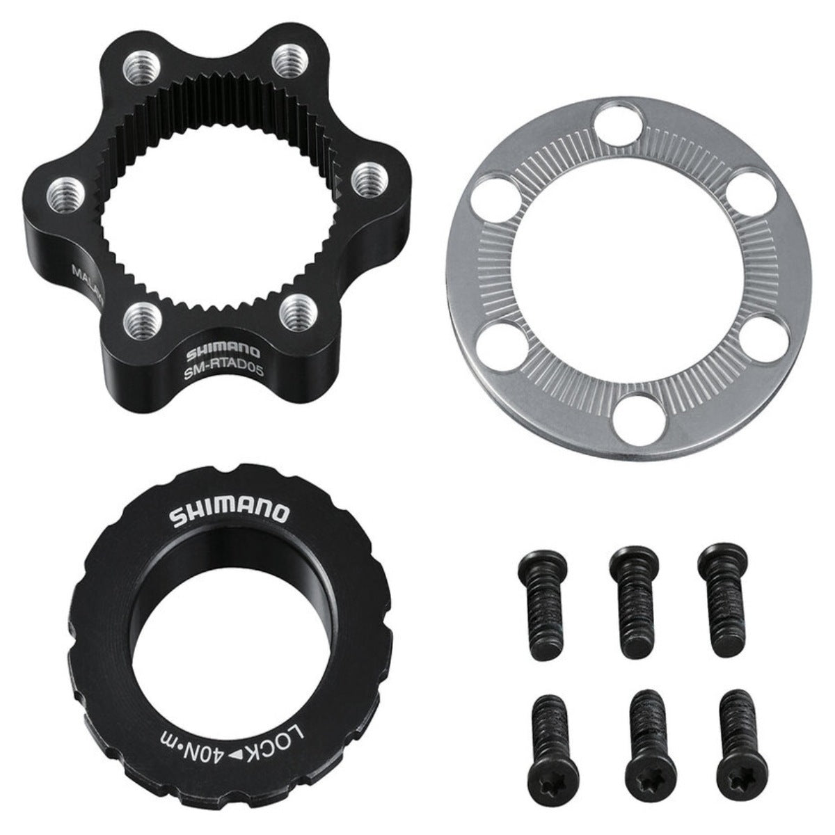 Shimano Centerlock TO 6-Bolts Mount Adapter SM-RTAD05 with Outer Serration Lock Ring - Ind. Pack